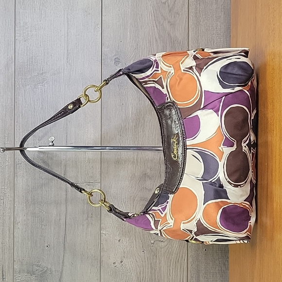 Coach Handbags - Coach F20063 Ashley Multicolor Scarf Print Shoulder Bag Hobo Handbag Tote